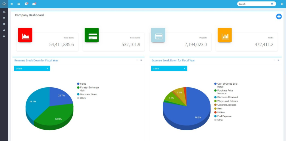 screenshot of WayZ ERP